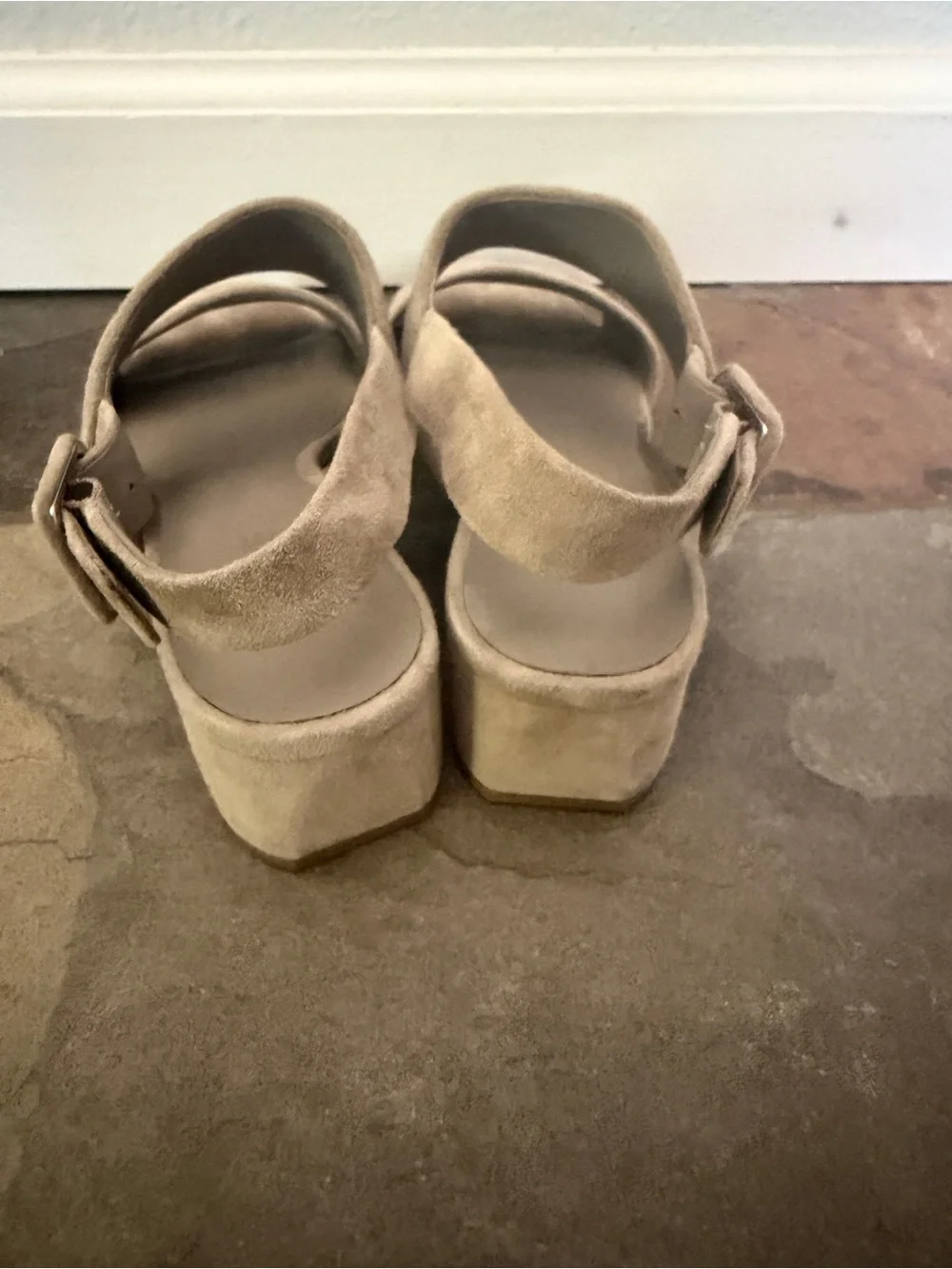 Vince Taupe Suede Wedge Sandals size 6